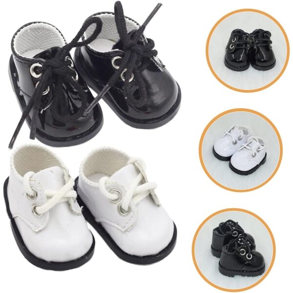 YARNOW Mini Scarpe da Bambola in Peluche 20cm Set 2 Paia Nero Bianco Decorazione Creativa