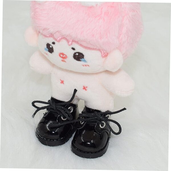 YARNOW Mini Scarpe da Bambola in Peluche 20cm Set 2 Paia Nero Bianco Decorazione Creativa