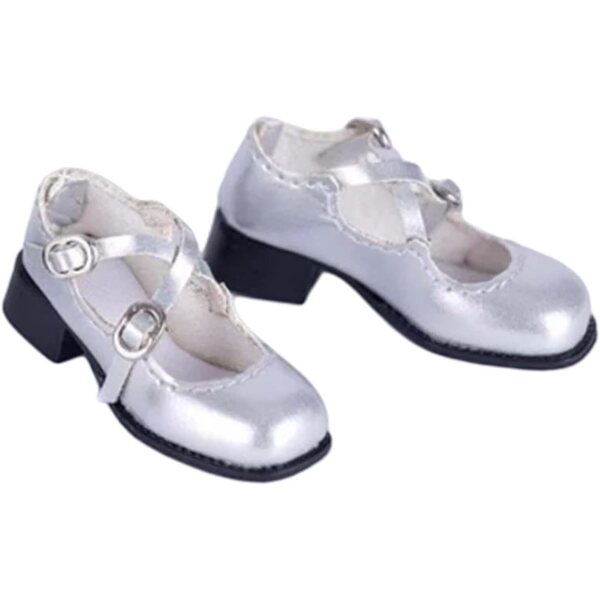 1/6 PU-Puppenschuhe mit niedrigem Absatz, silberfarben, langlebige Modeaccessoires