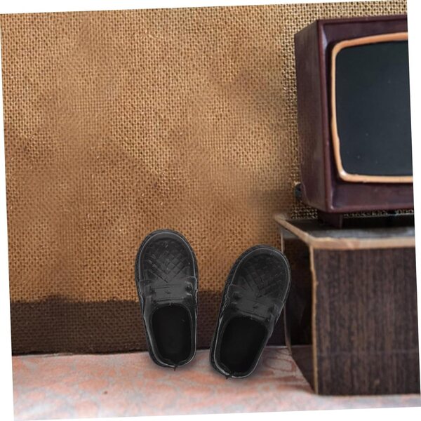 Gatuida 20 Paar schwarze Mini-Schuhe für Puppenhäuser und Kostümzubehör