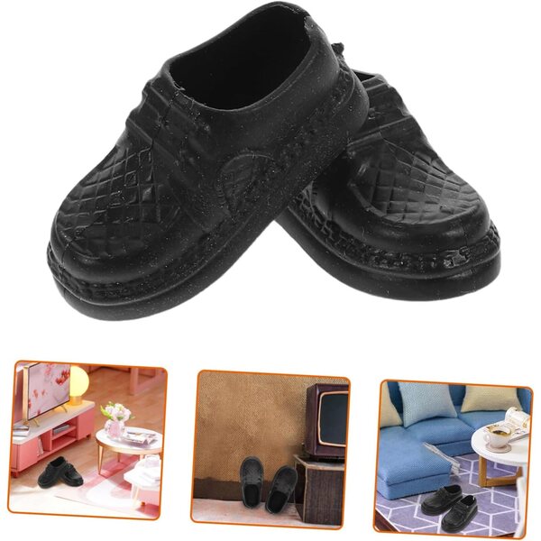 Gatuida 20 Paar schwarze Mini-Schuhe für Puppenhäuser und Kostümzubehör
