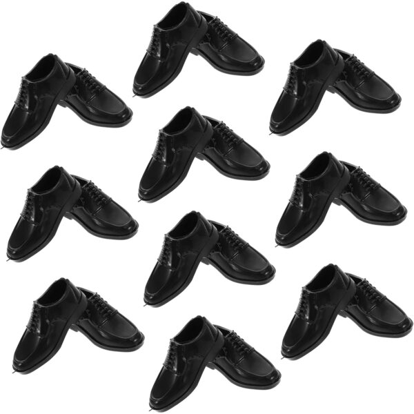 Set mit 10 Paar schwarzen Miniaturschuhen für 11 Zoll 1/6 männliche Puppen in verschiedenen Stilen
