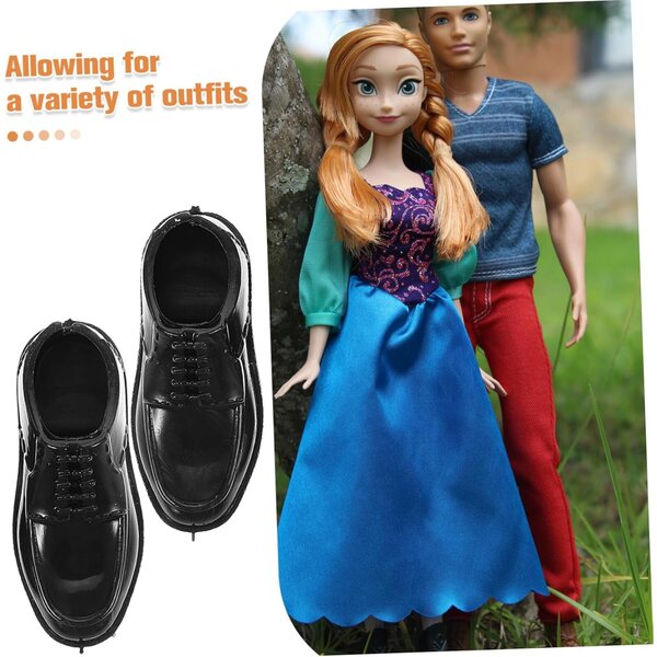 Set 10 Paia Scarpe Nere Miniatura per Bambole Maschili 11 Pollici 1/6 in Vari Stili
