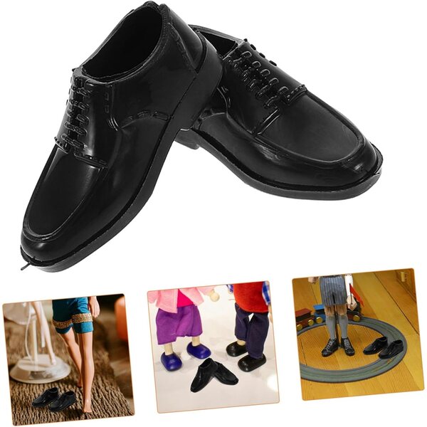 Set 10 Paia Scarpe Nere Miniatura per Bambole Maschili 11 Pollici 1/6 in Vari Stili