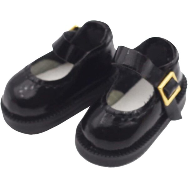Beaupretty Mini schwarze PU-Schuhe für Puppen und DIY-Dekorationen, 3,2 x 1,8 x 1,5 cm