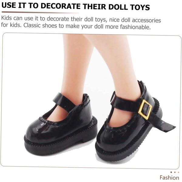 Beaupretty Mini schwarze PU-Schuhe für Puppen und DIY-Dekorationen, 3,2 x 1,8 x 1,5 cm