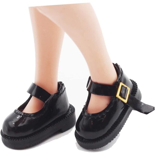 Beaupretty Mini schwarze PU-Schuhe für Puppen und DIY-Dekorationen, 3,2 x 1,8 x 1,5 cm
