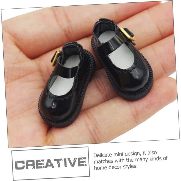 Beaupretty Mini schwarze PU-Schuhe für Puppen und DIY-Dekorationen, 3,2 x 1,8 x 1,5 cm