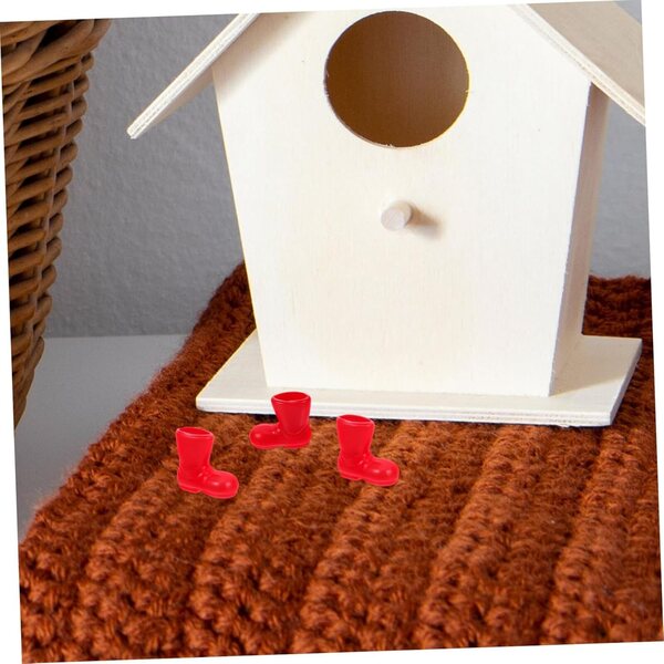 ABOOFAN 6 Paar Mini-Weihnachtsmann-Stiefel für Puppenhaus-Weihnachtszubehör
