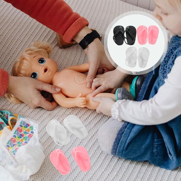 3 Paar bunte Mini-Puppenschuhe – kreative und dekorative Accessoires aus Kunststoff