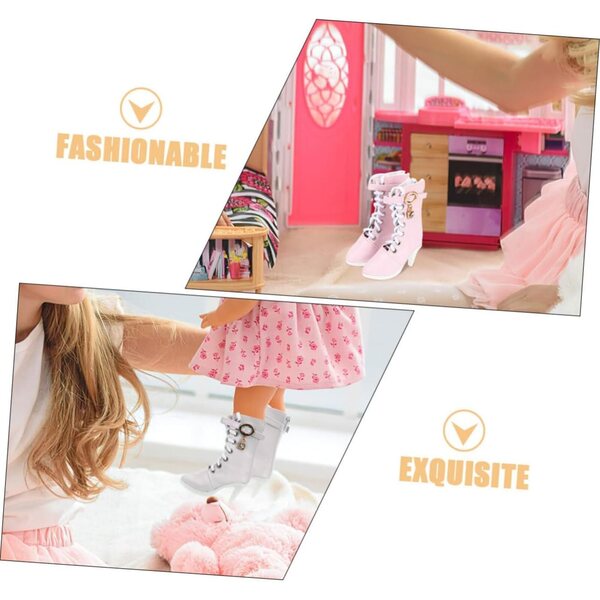 2 Paar elegante Miniatur-Stiefeletten (60 cm) mit handgefertigtem Design und schickem Finish