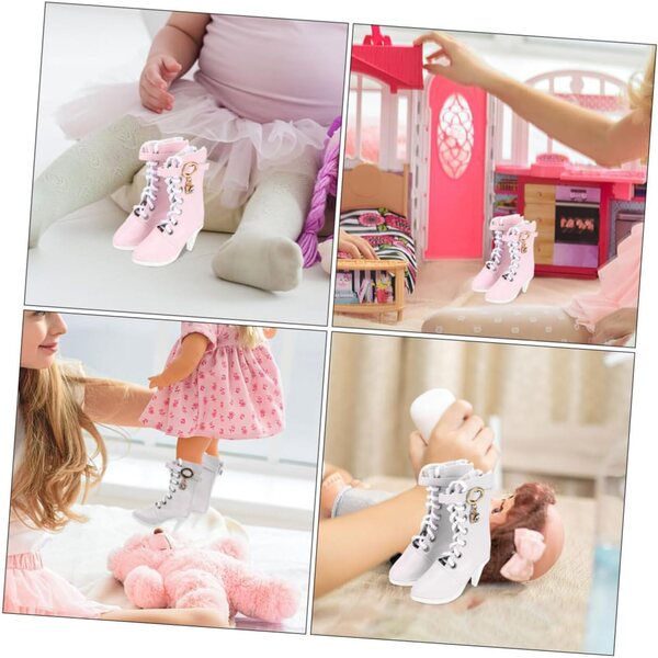 2 Paar elegante Miniatur-Stiefeletten (60 cm) mit handgefertigtem Design und schickem Finish