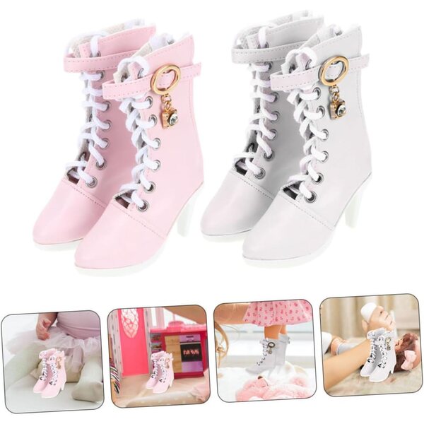 2 Paar elegante Miniatur-Stiefeletten (60 cm) mit handgefertigtem Design und schickem Finish
