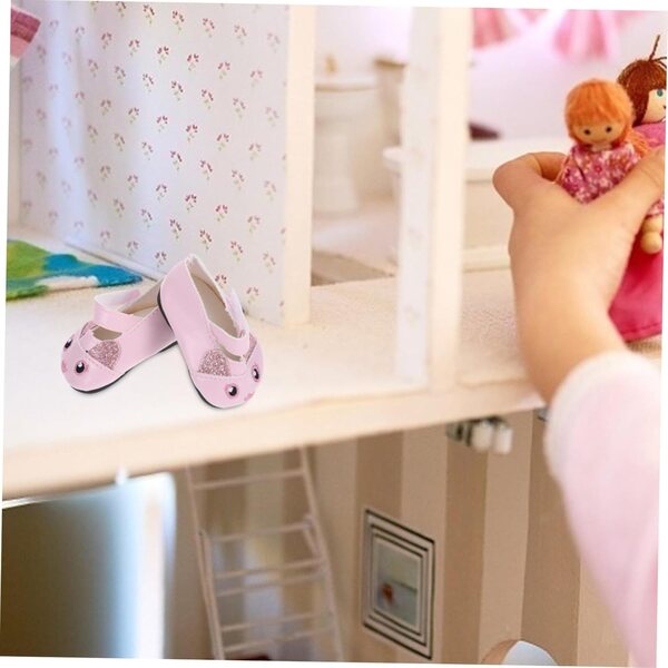 WOONEKY Rosa Miniaturschuhe für Puppen und Heimdekorationen 6,7 x 3,5 cm