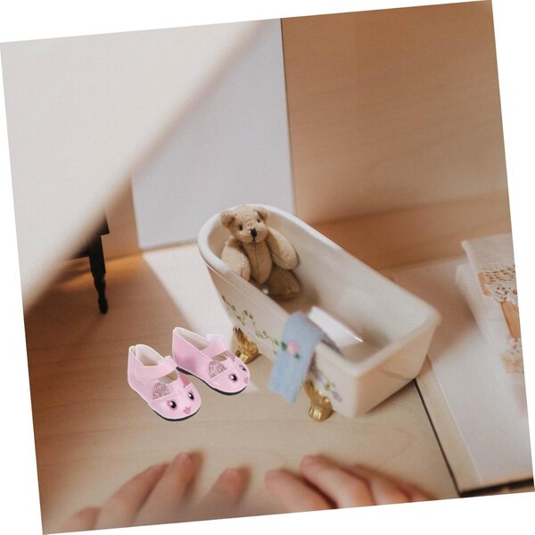 WOONEKY Rosa Miniaturschuhe für Puppen und Heimdekorationen 6,7 x 3,5 cm