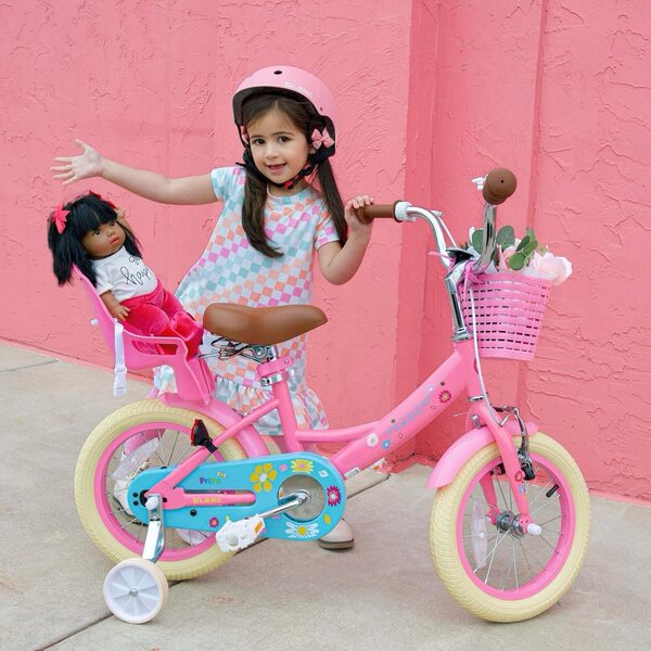 Glerc Maggie 16" Mädchenfahrrad mit Korb, Klingel und Stabilisatoren