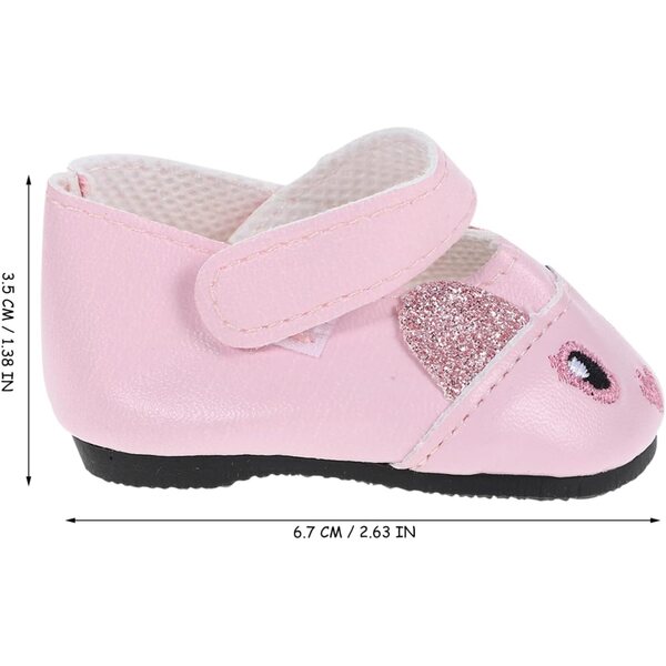 Vaguelly Mini rosa PU-Schuhe 6,7 x 3,5 cm, dekoratives Zubehör für 18-Zoll-Puppen