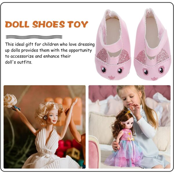 Vaguelly Mini rosa PU-Schuhe 6,7 x 3,5 cm, dekoratives Zubehör für 18-Zoll-Puppen