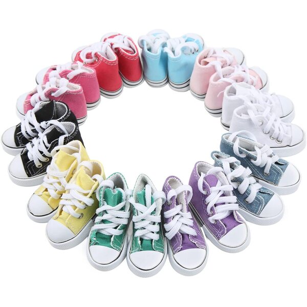 Greensen Farbige Segeltuchschuhe für 1/3 Puppen – Set mit 10 rutschfesten Paaren