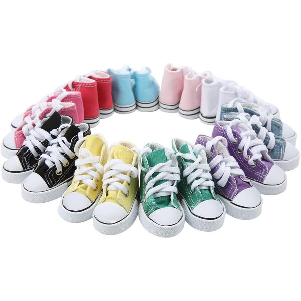Greensen Farbige Segeltuchschuhe für 1/3 Puppen – Set mit 10 rutschfesten Paaren