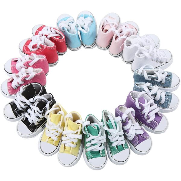 Greensen Farbige Segeltuchschuhe für 1/3 Puppen – Set mit 10 rutschfesten Paaren