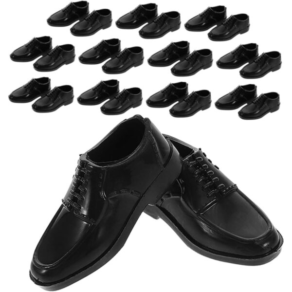 12 Paar schwarze Miniaturschuhe für 30-cm-Puppen – Modeaccessoires für Puppen