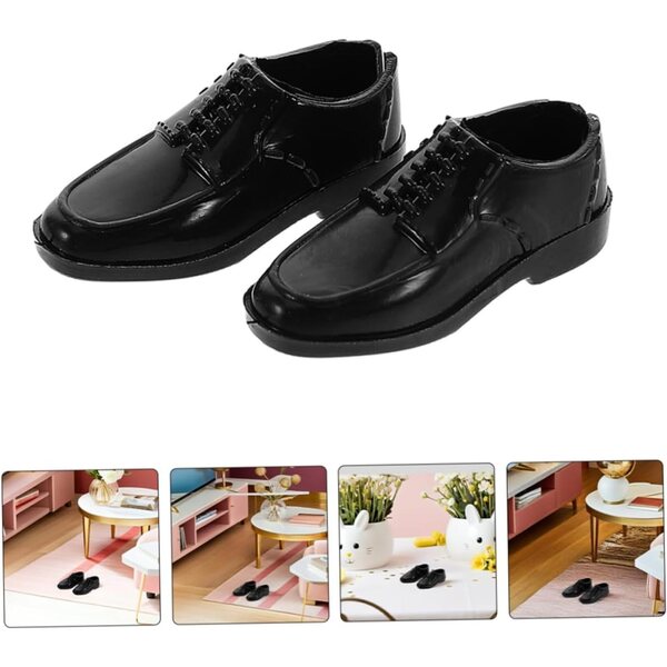 12 Paar schwarze Miniaturschuhe für 30-cm-Puppen – Modeaccessoires für Puppen
