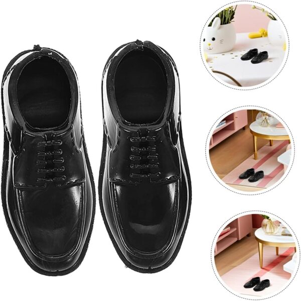 12 Paar schwarze Miniaturschuhe für 30-cm-Puppen – Modeaccessoires für Puppen