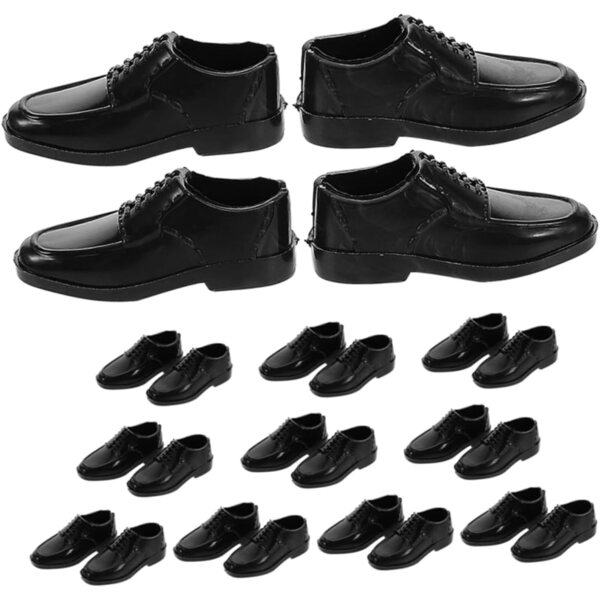 iplusmile 12 Paar schwarze Miniaturschuhe für 11-Zoll-Puppen, Feenhäuser und Mikrolandschaften
