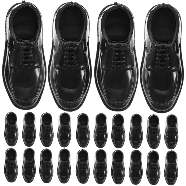 12 Paar schwarze Miniaturschuhe für Puppen, Zubehör für Zuhause und Handwerk