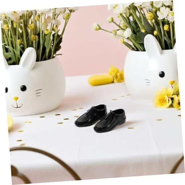 12 Paar schwarze Miniaturschuhe für Puppen, Zubehör für Zuhause und Handwerk