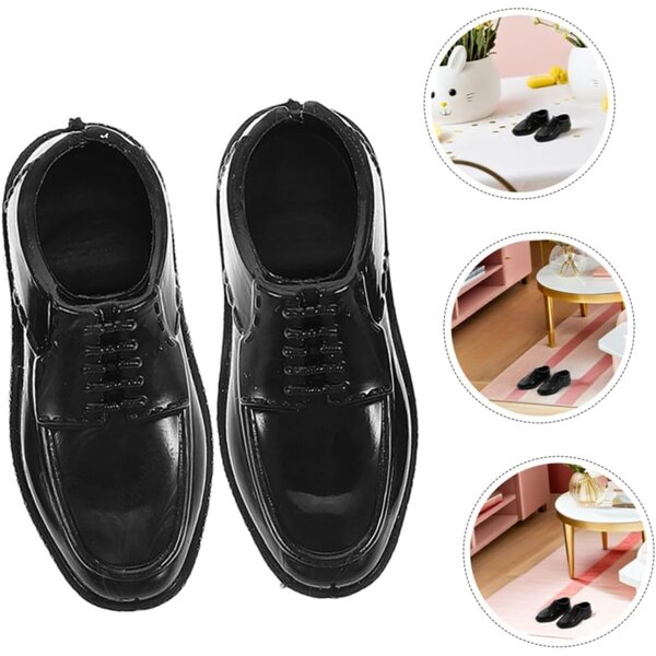 12 Paar schwarze Miniaturschuhe für Puppen, Zubehör für Zuhause und Handwerk