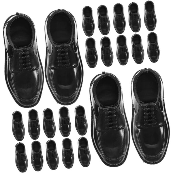 WOONEKY 12 Paia Mini Scarpe Nere per Casette da 11 Pollici - Accessori Miniatura Realistici