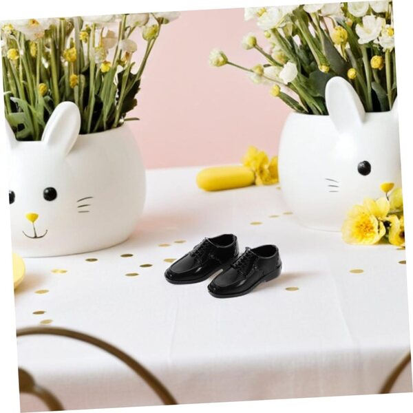 WOONEKY 12 Paia Mini Scarpe Nere per Casette da 11 Pollici - Accessori Miniatura Realistici