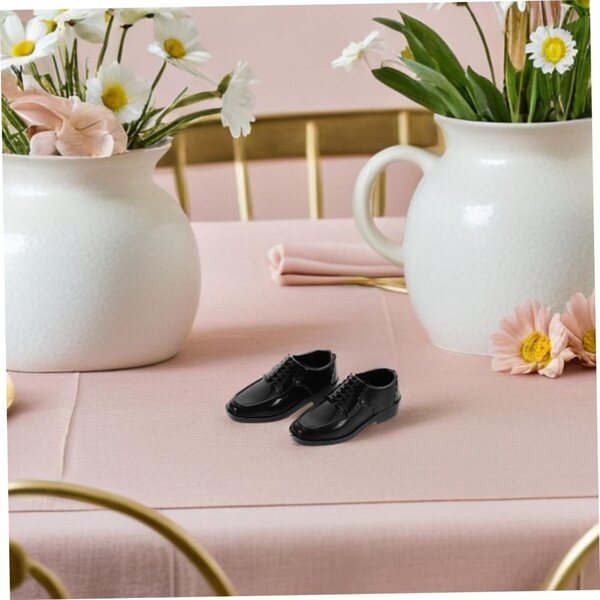 WOONEKY 12 Paia Mini Scarpe Nere per Casette da 11 Pollici - Accessori Miniatura Realistici