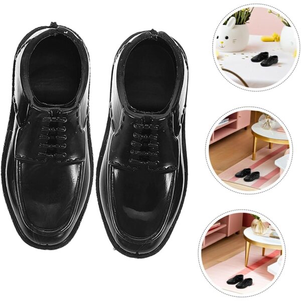 12 Paar schwarze Miniaturschuhe für 11-Zoll-Puppen, DIY-Dekorationen