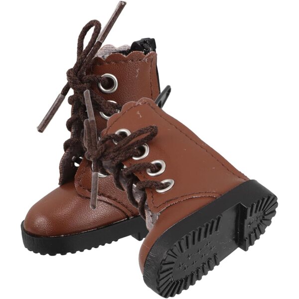 LABRIMP Scarpe Miniatura in Tela per Bambole 30 cm - 2 pezzi, Marrone Tacco Basso