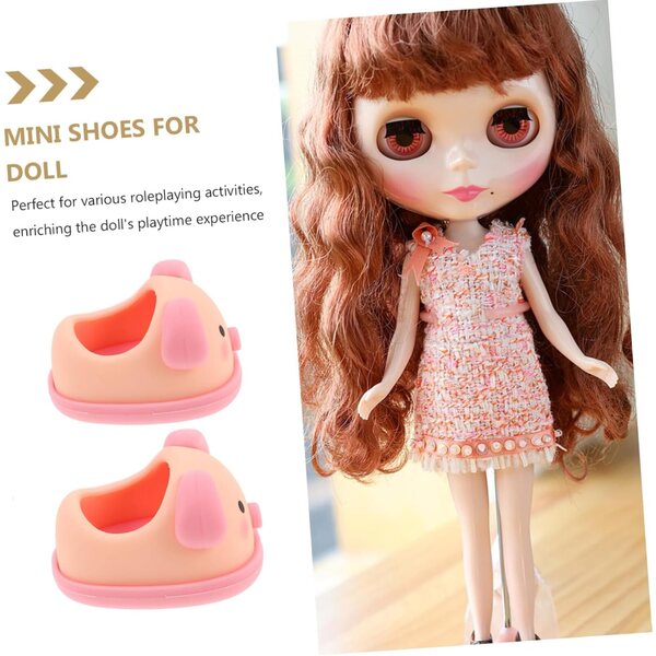 Toyvian Scarpe Miniatura Piggy Rosa per Vestire e Giochi di Ruolo 4,5x4,2x3 cm