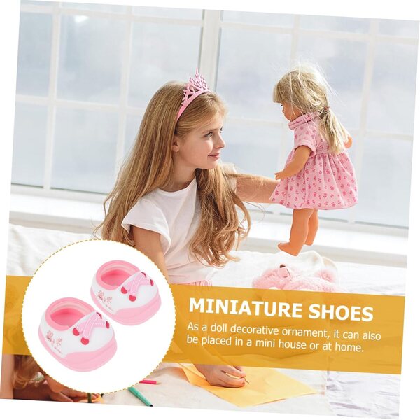 Toyvian Scarpe Miniatura per Bambole con Design Animali, Rosa e Resistenti 5x3,5 cm