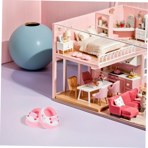 Toyvian Scarpe Miniatura per Bambole con Design Animali, Rosa e Resistenti 5x3,5 cm