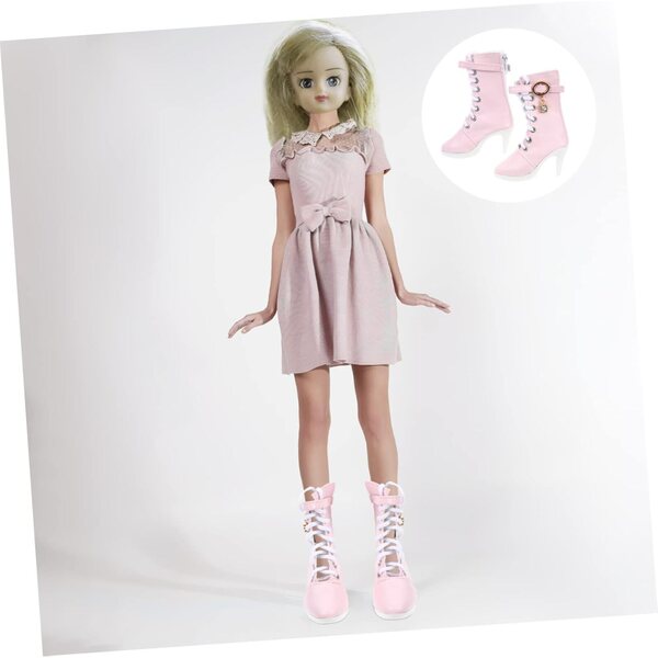 YARNOW Stivali Miniatura per Bambole 11x8.5cm Scarpe Eleganti e Adorabili Rosa