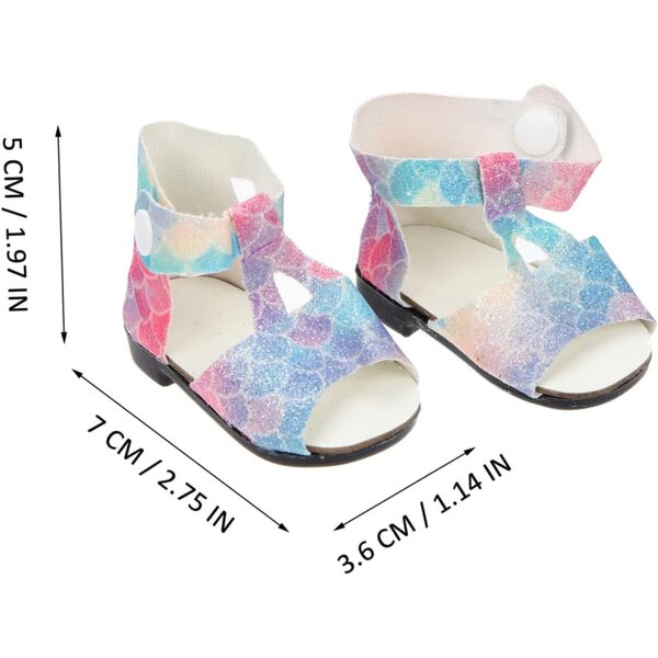 2 Paia Mini Scarpe per Bambole in Plastica Resistenti e Decorative - Set Blu e Rosa