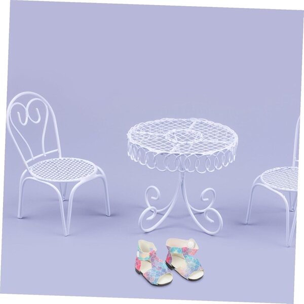 2 Paia Mini Scarpe per Bambole in Plastica Resistenti e Decorative - Set Blu e Rosa