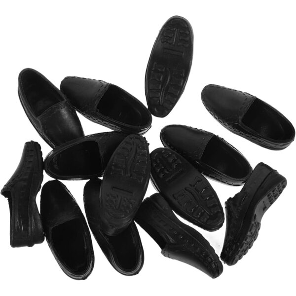 10 Paar schwarze Miniaturschuhe für Puppen – Hausdekorationen und Spielzeug