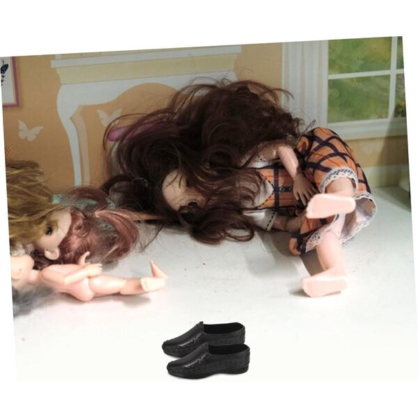 10 Paar schwarze Miniaturschuhe für Puppen – Hausdekorationen und Spielzeug