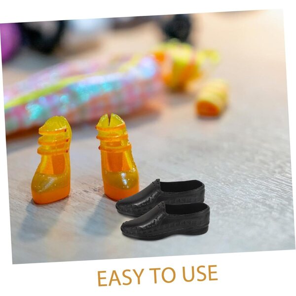 10 Paar schwarze Miniaturschuhe für Puppen – Hausdekorationen und Spielzeug