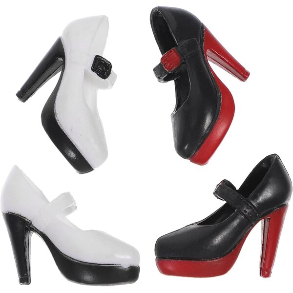 Scarpe Miniatura per Bambola 2 Paia Tacchi Alti Plastica Colori Assortiti Bambini
