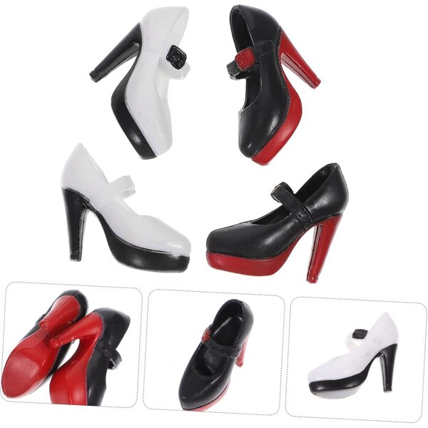 Scarpe Miniatura per Bambola 2 Paia Tacchi Alti Plastica Colori Assortiti Bambini