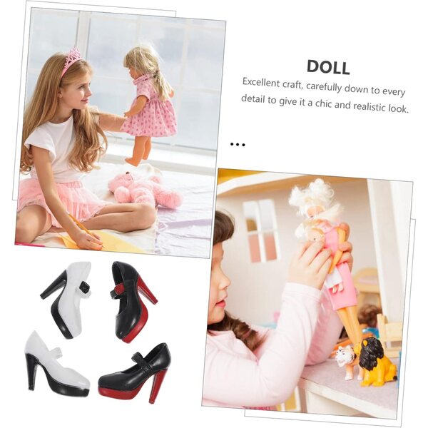 Scarpe Miniatura per Bambola 2 Paia Tacchi Alti Plastica Colori Assortiti Bambini