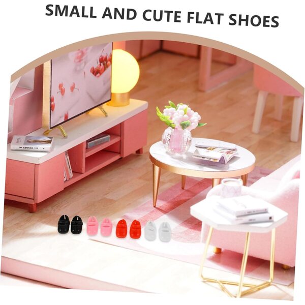 8 Paia Mini Scarpe Piane per Bambole Accessori Costume e Decorazioni Casa